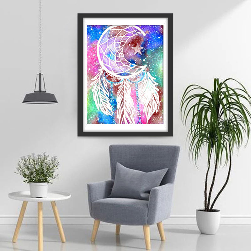Maanvormige Dromenvanger in Kosmische Sfeer Diamond Painting
