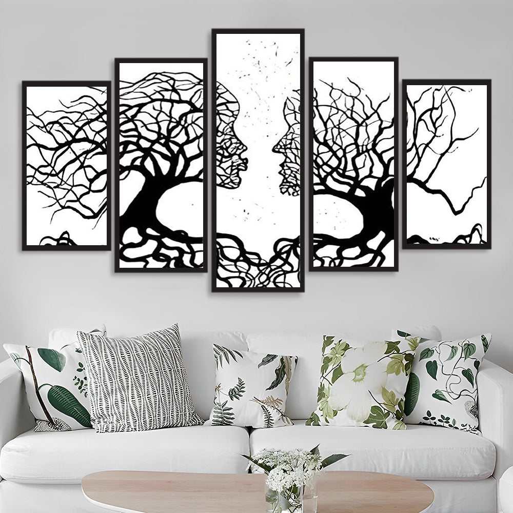 Magisch Beschouwend Mens-Boom-Fusiebeeld in Multipanelcompositie 5 Platen Diamond Painting
