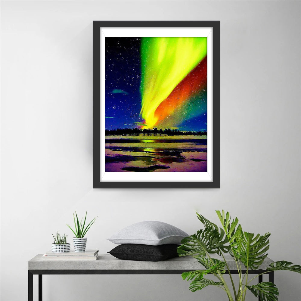 Magisch Lichtgebeuren van Aurora in Sterrennacht Diamond Painting
