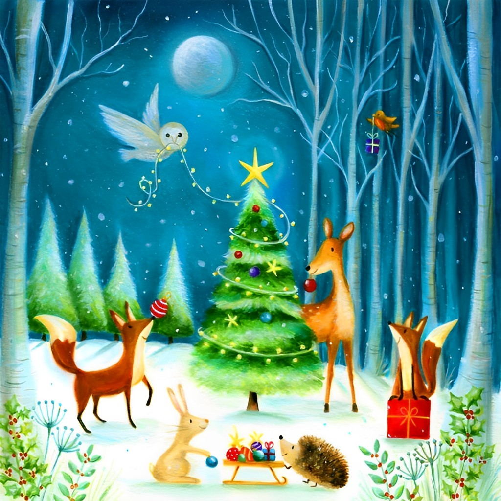 Magische Kerstwinter in het Bos Diamond Painting