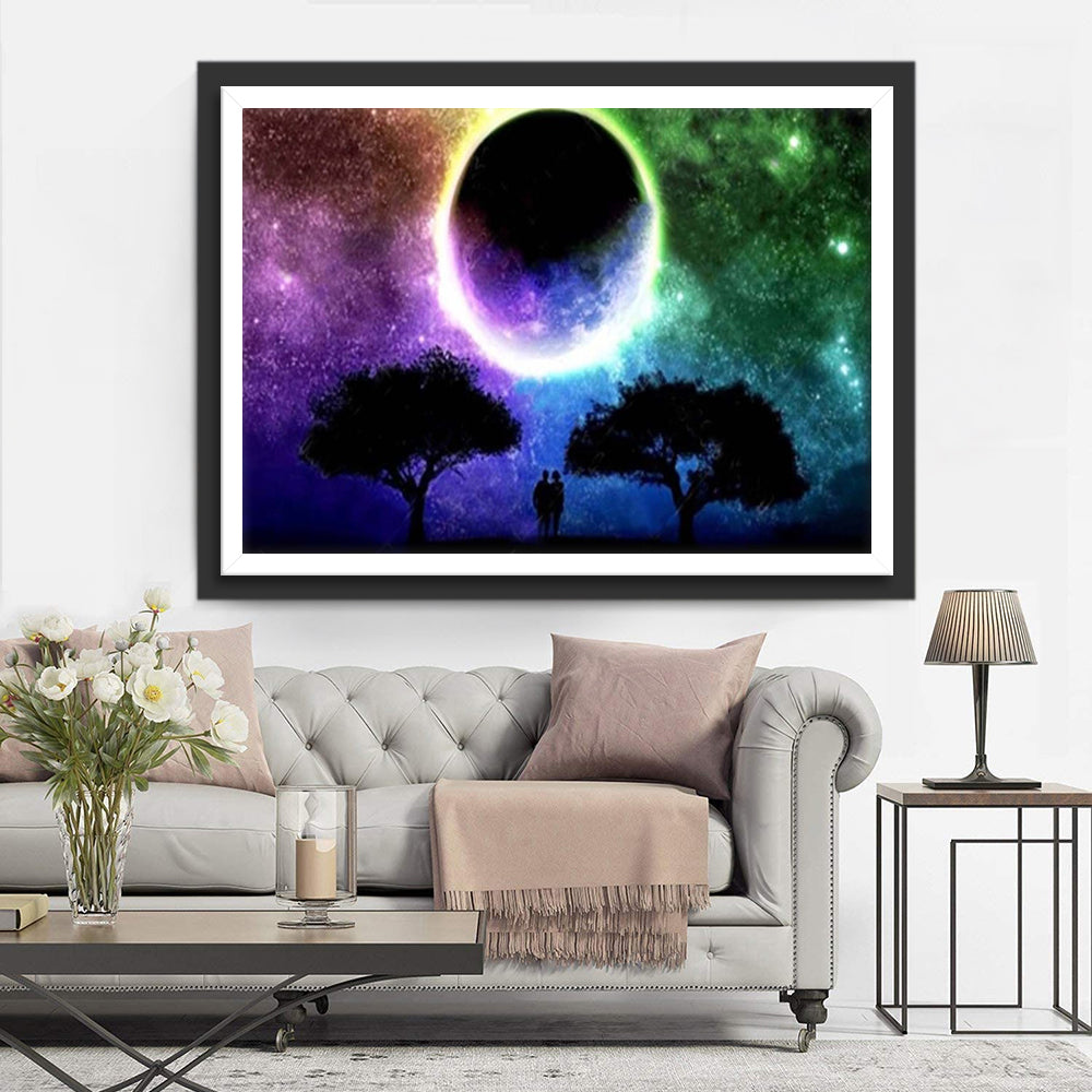 Magische Kleuren bij Zonsverduistering Diamond Painting
