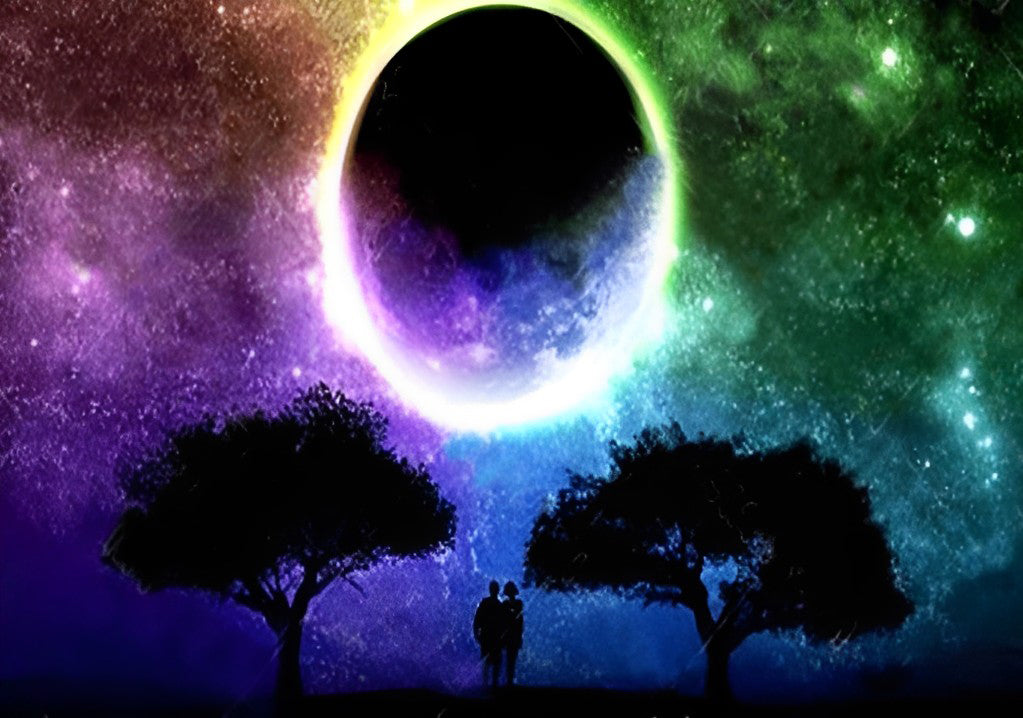 Magische Kleuren bij Zonsverduistering Diamond Painting
