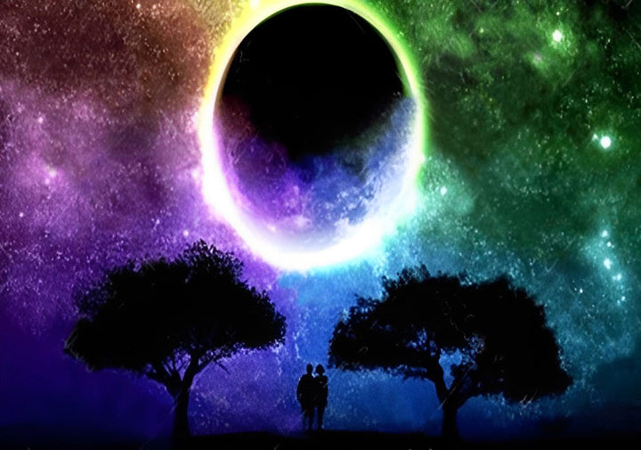 Magische Kleuren bij Zonsverduistering Diamond Painting