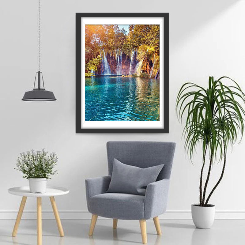 Magische Watervallen in een Sprookjesachtig Turquoize Water Diamond Painting