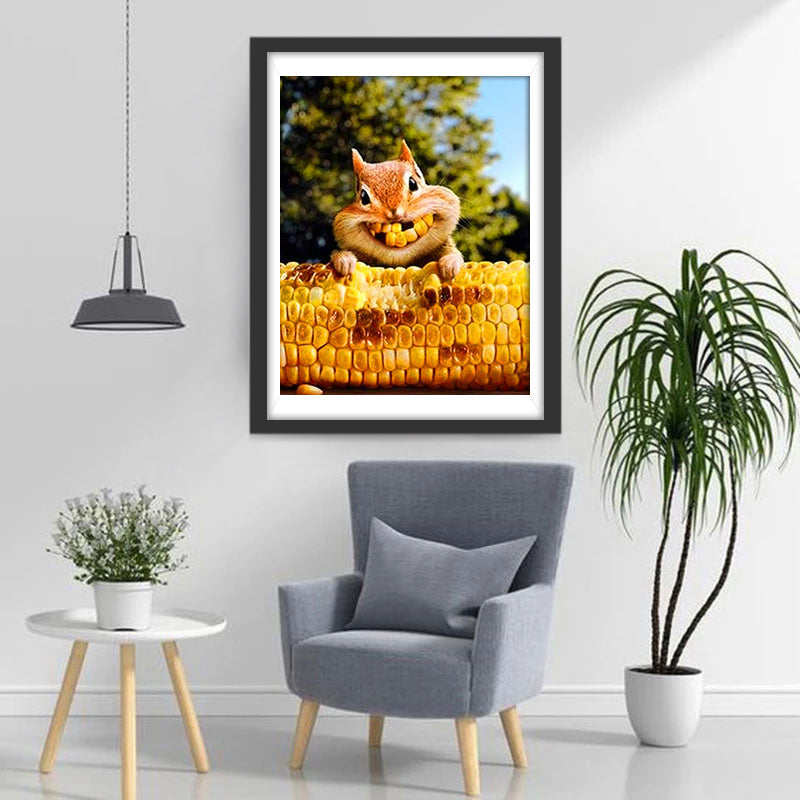Maïs-kauwende Eekhoorn Diamond Painting