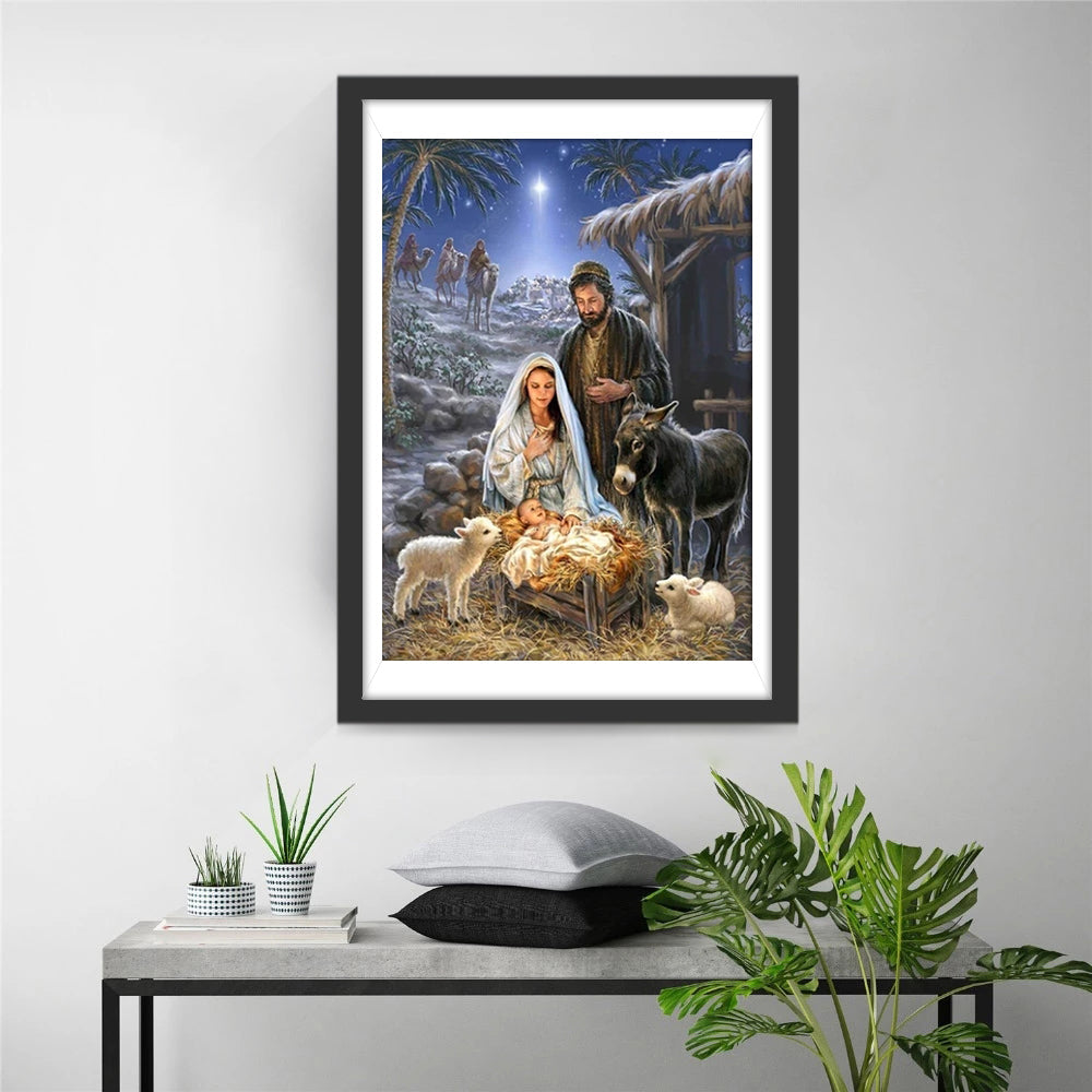 Majestueuze Kerstgeboorte met Heilige Elementen Diamond Painting