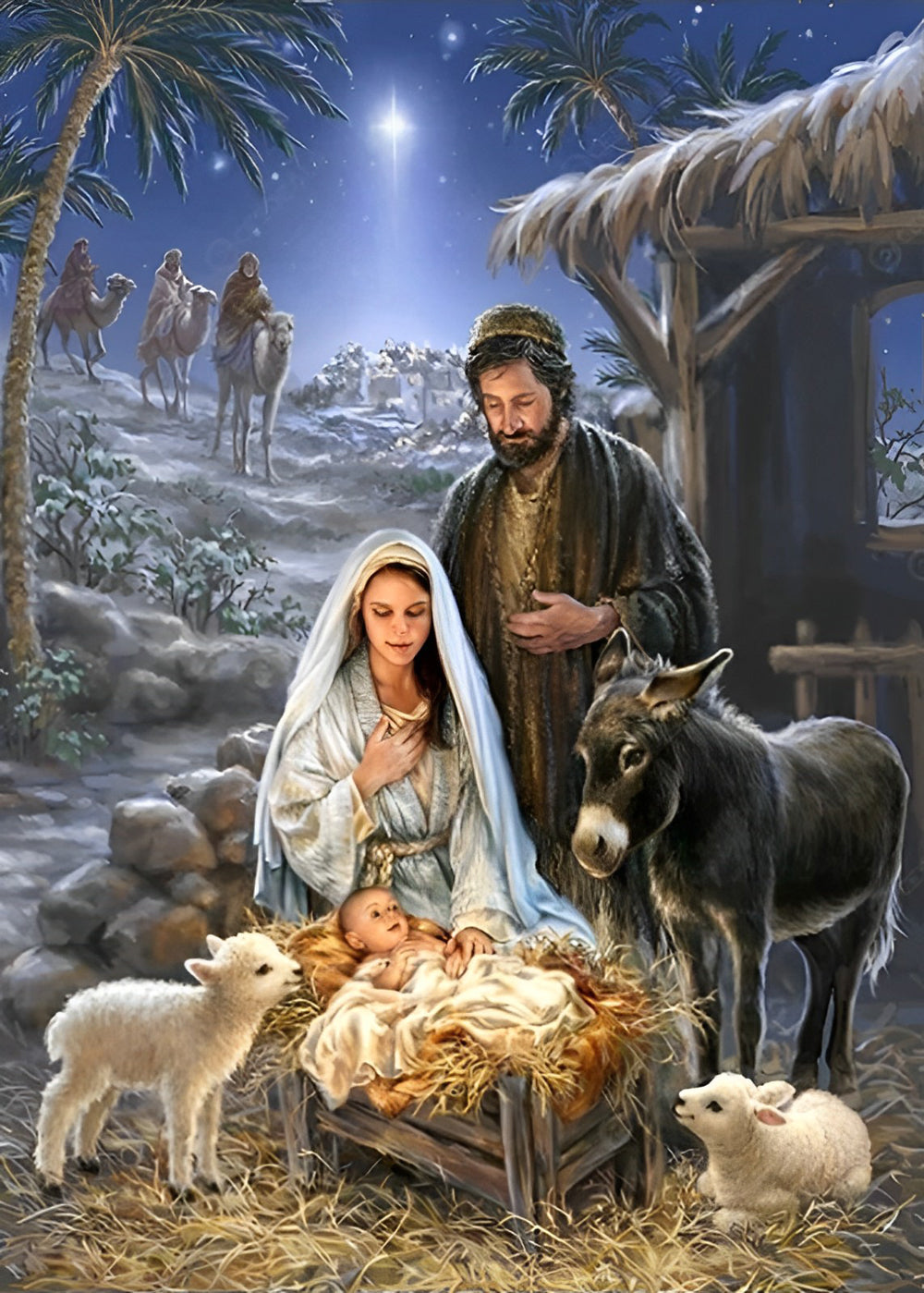Majestueuze Kerstgeboorte met Heilige Elementen Diamond Painting