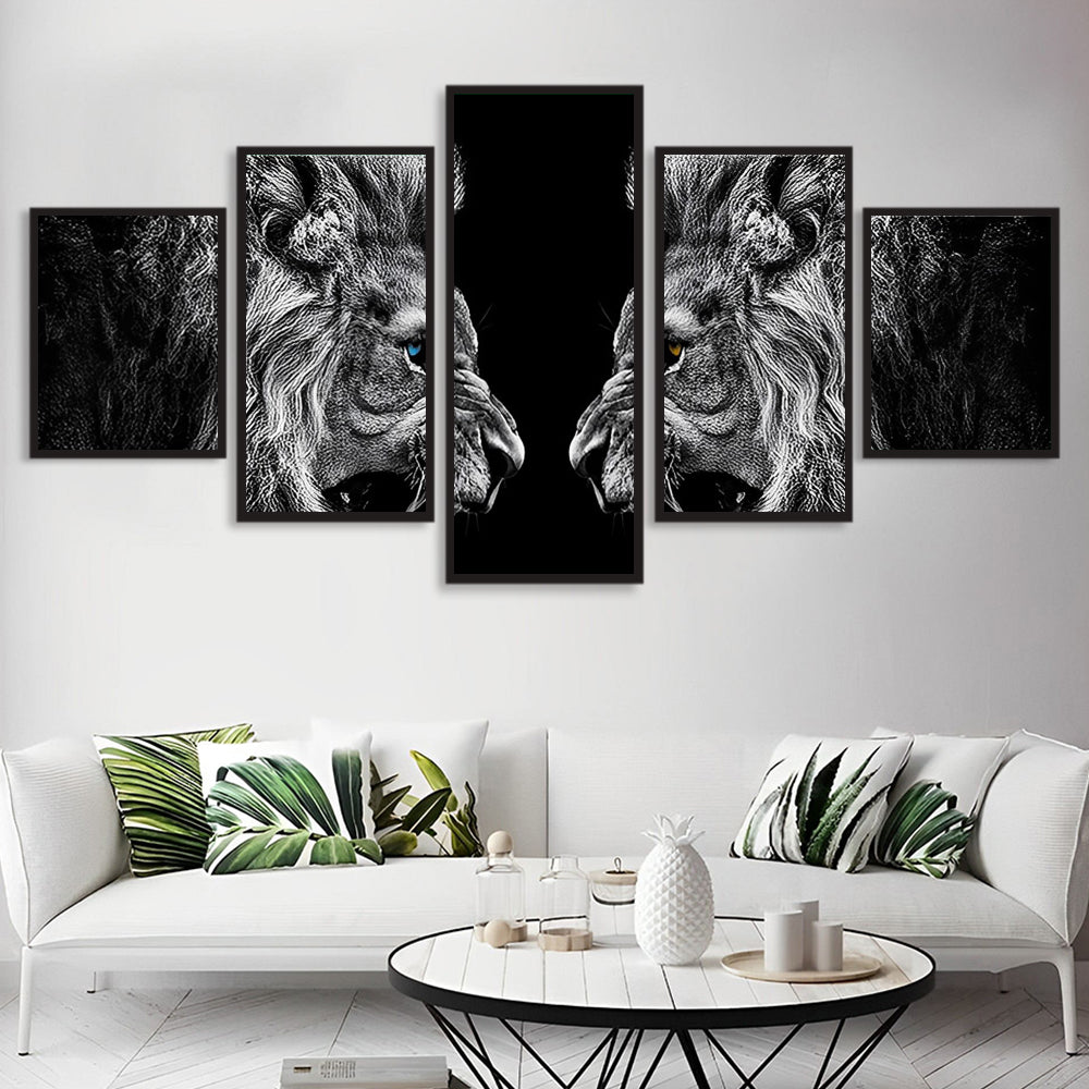 Majestueuze Leeuwenduel 5 Platen Diamond Painting