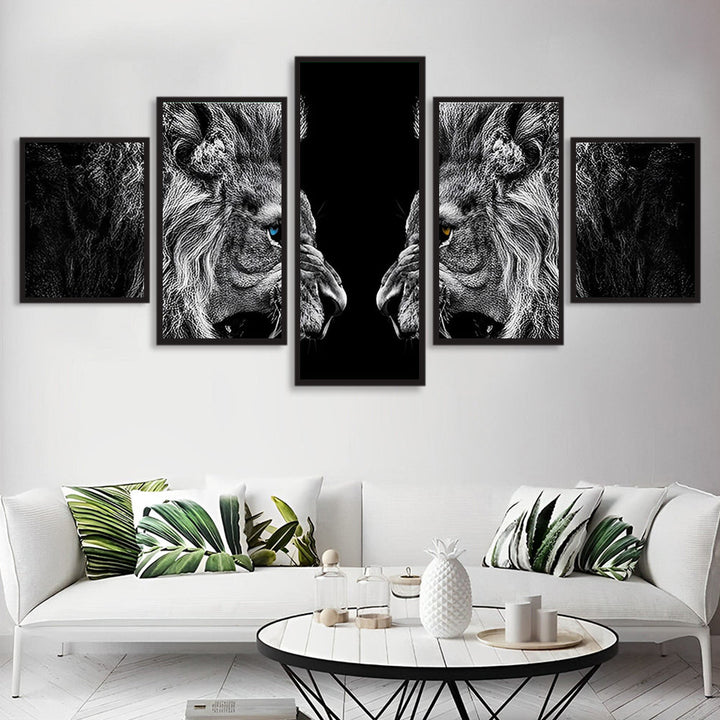 Majestueuze Leeuwenduel 5 Platen Diamond Painting