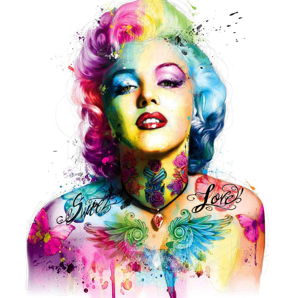 Marilyn met Tatoeagevleugels en Liefdeswoorden Diamond Painting