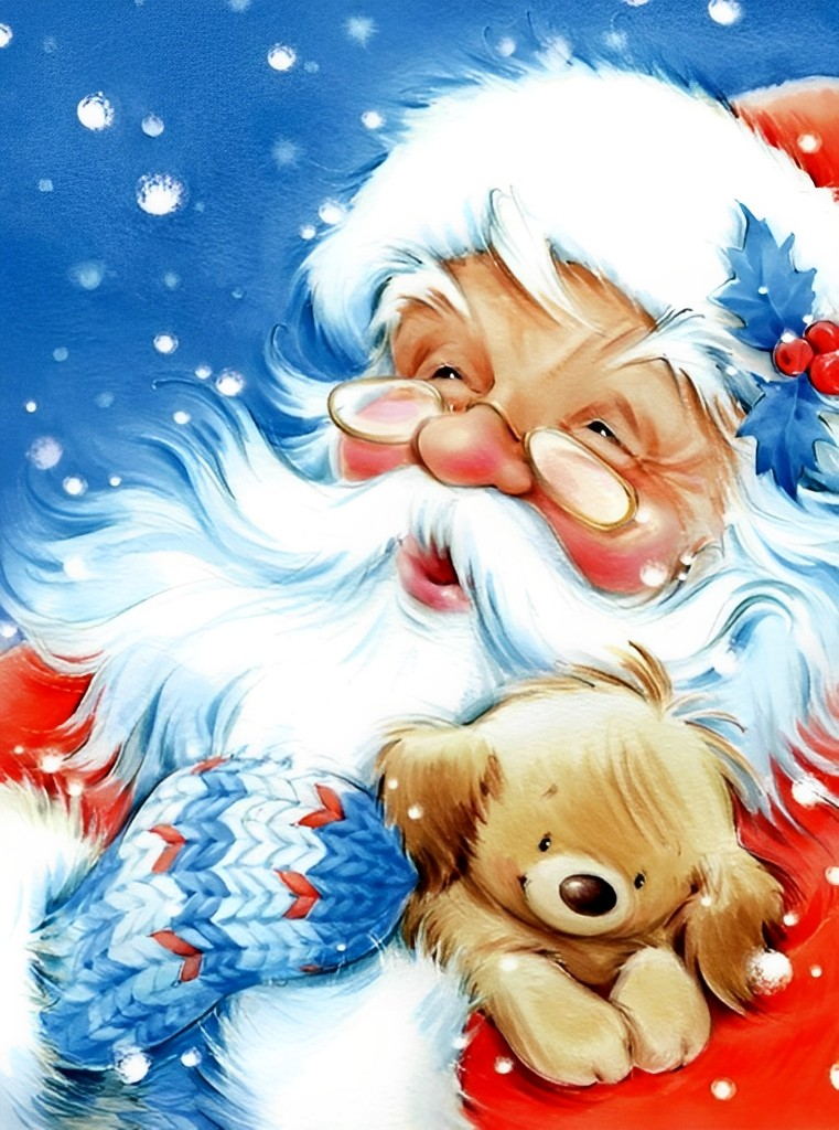 Met het Knuffelbeer in de Sneeuw Diamond Painting