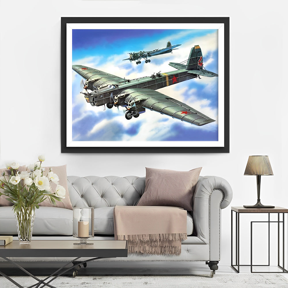 Militaire Vliegtuigen in Actie Diamond Painting