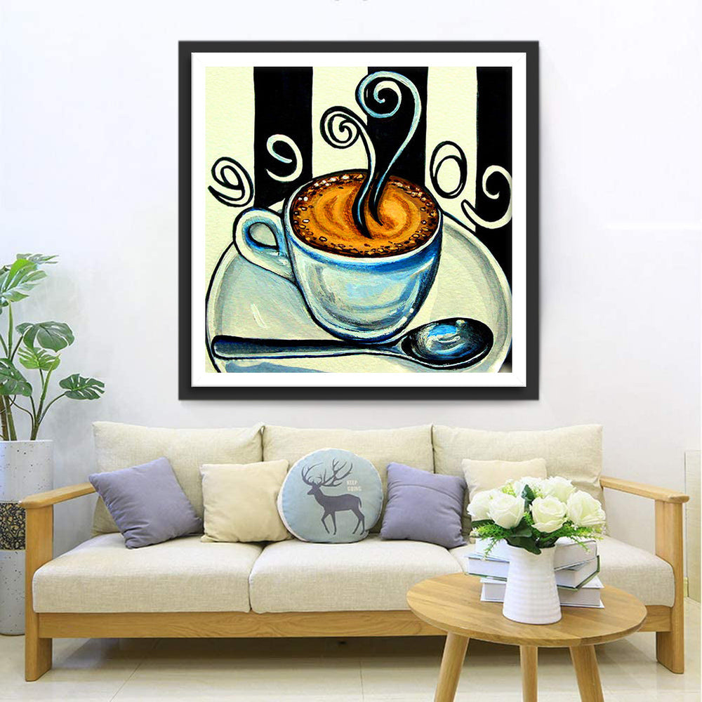 Minimalistische Koffietekening Diamond Painting