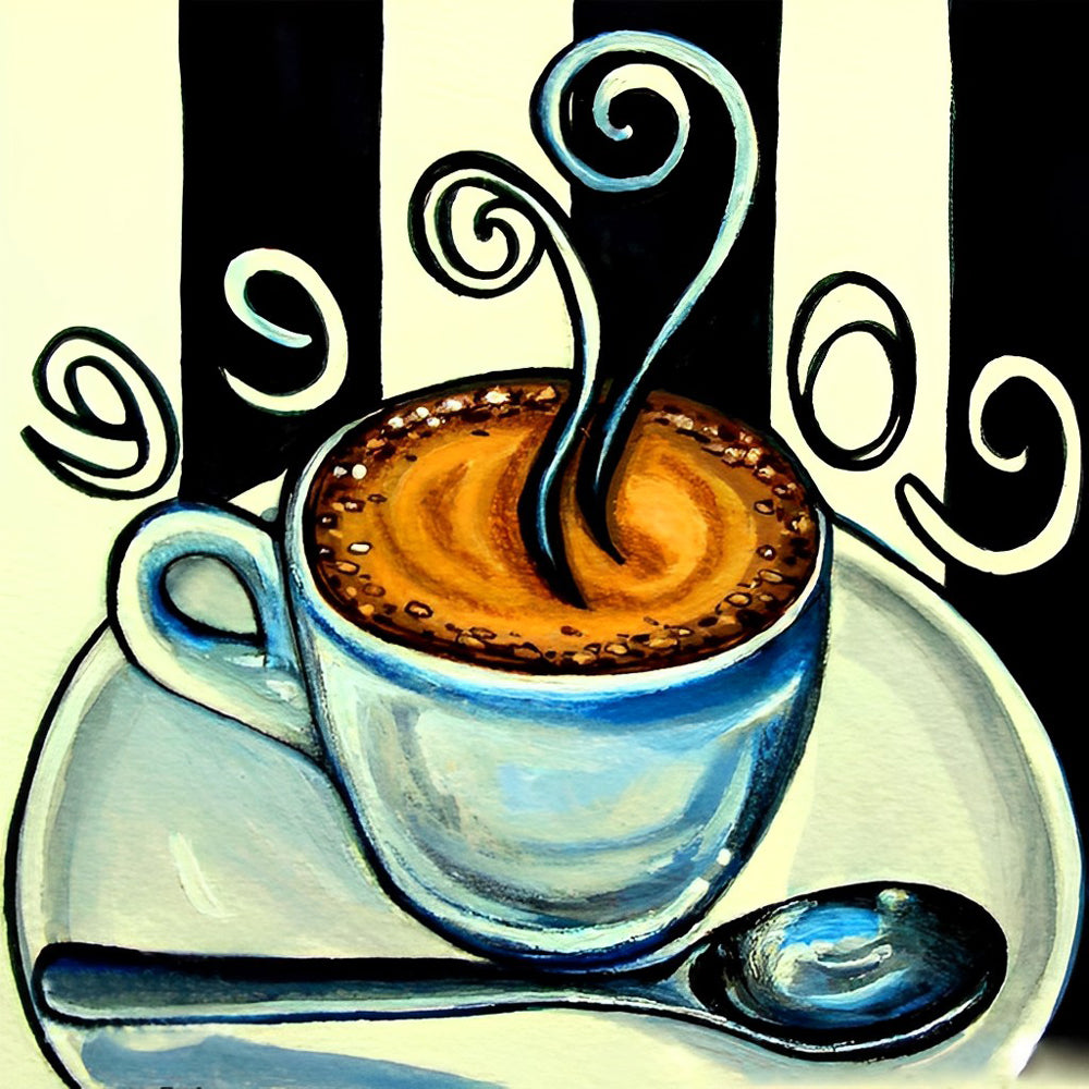 Minimalistische Koffietekening Diamond Painting