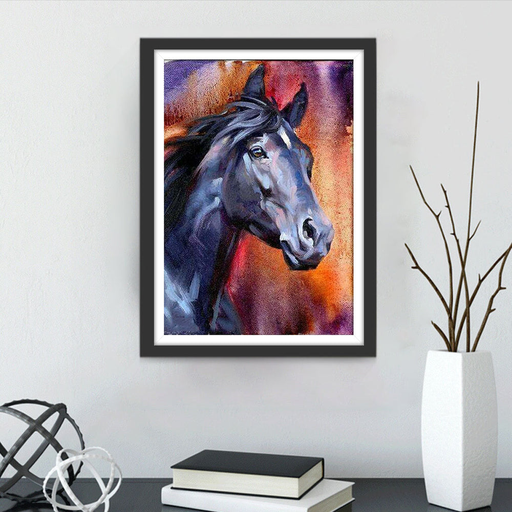 Mooi Zwart Paard Diamond Painting