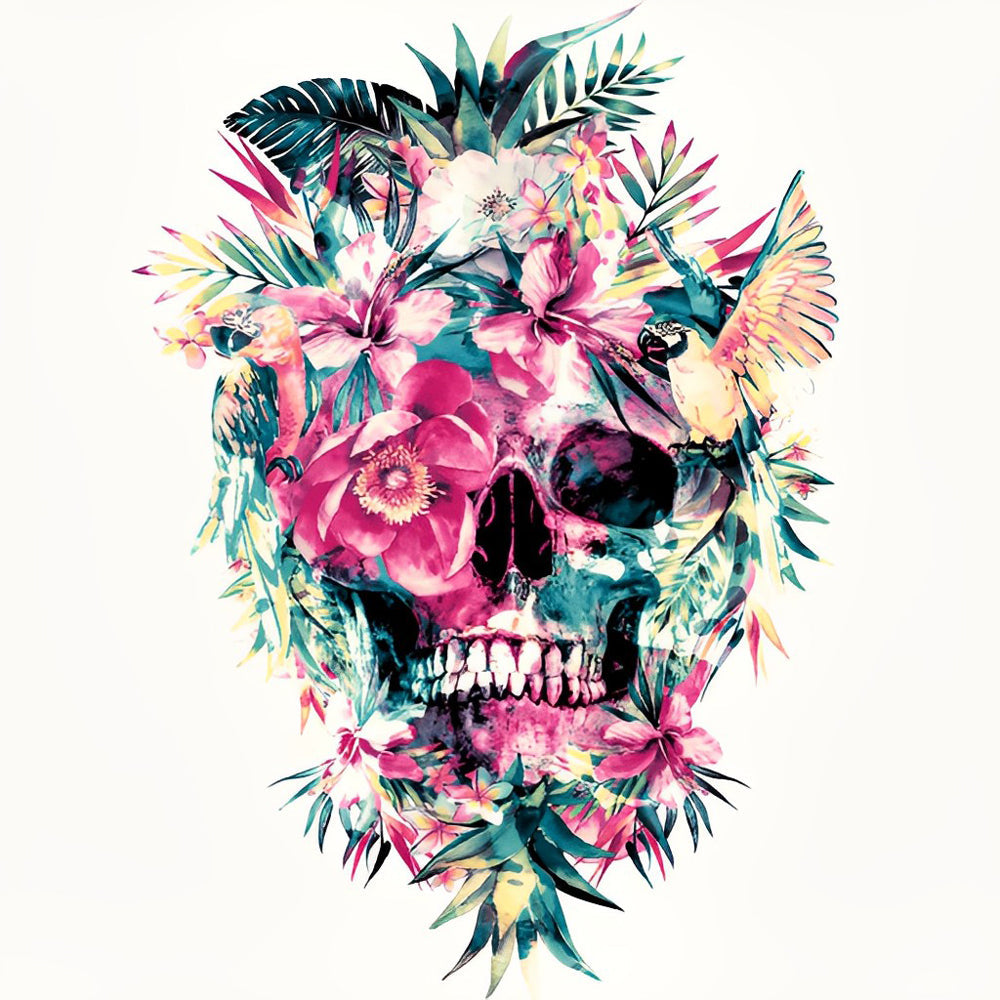 Mysterieus Hoofdgezicht met Bloemen Diamond Painting
