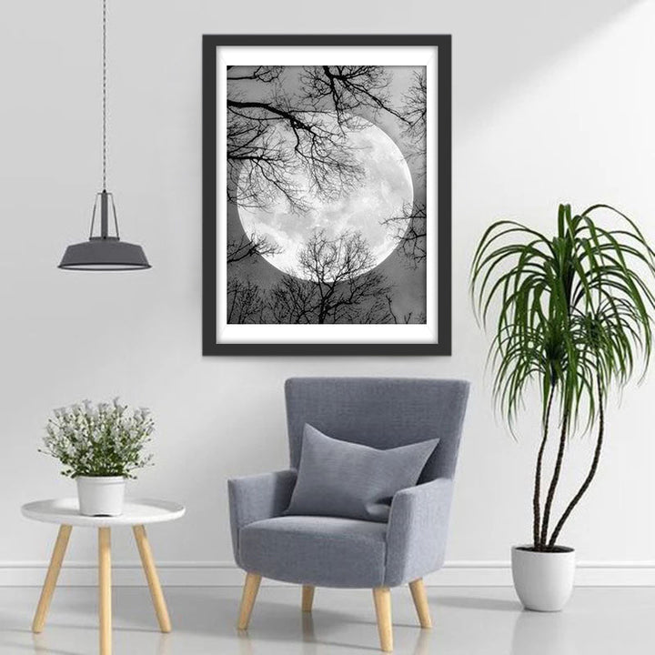 Mysterieus Koel Maan- en Takkenbeeld Diamond Painting