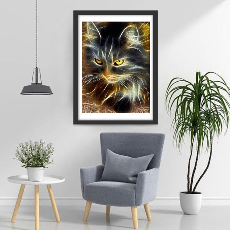 Mysterieus Portret van een Kat Diamond Painting