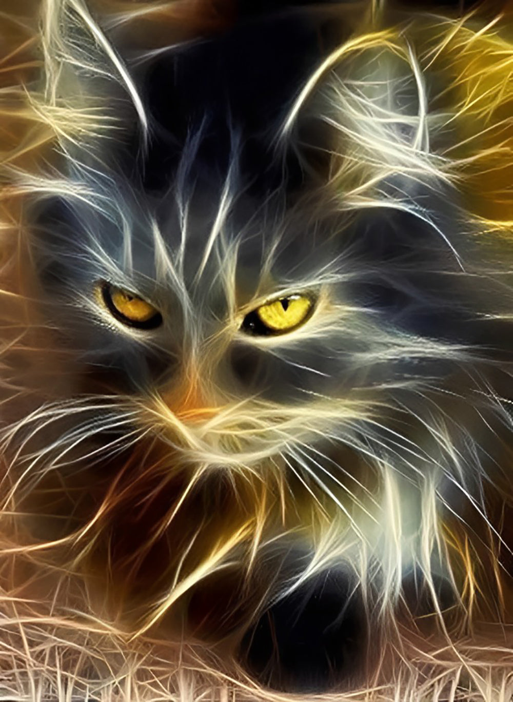 Mysterieus Portret van een Kat Diamond Painting