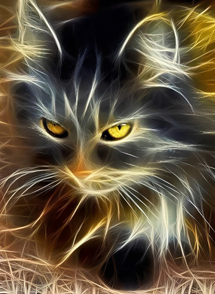 Mysterieus Portret van een Kat Diamond Painting