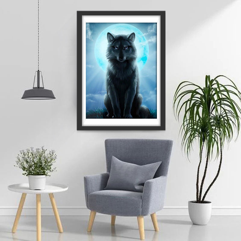 Mysterieus Wolfgezicht in het Maanlicht Diamond Painting