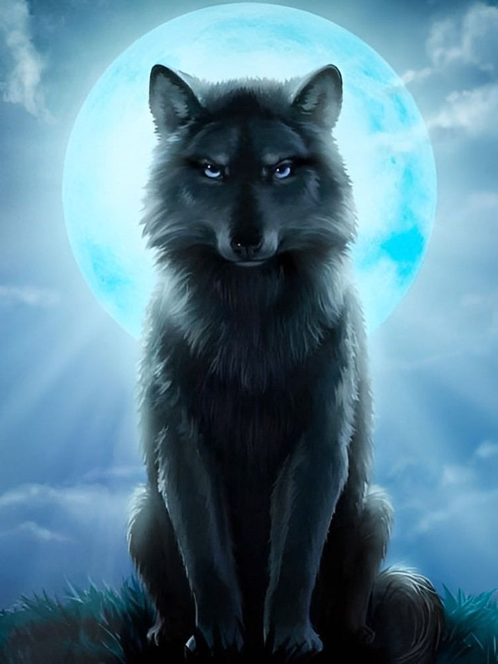 Mysterieus Wolfgezicht in het Maanlicht Diamond Painting