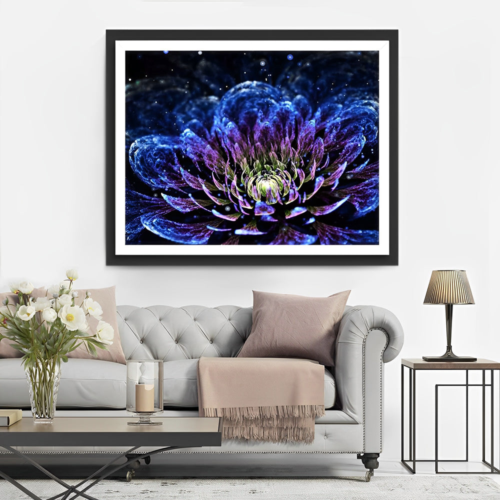 Mysterieuze Bloem in Donkere Achtergrond Diamond Painting