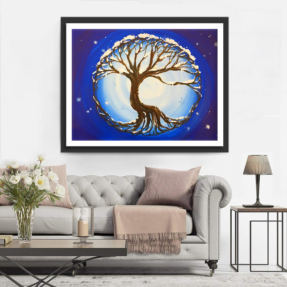 Mysterieuze Levensboom in Een Sterrenhemel Diamond Painting