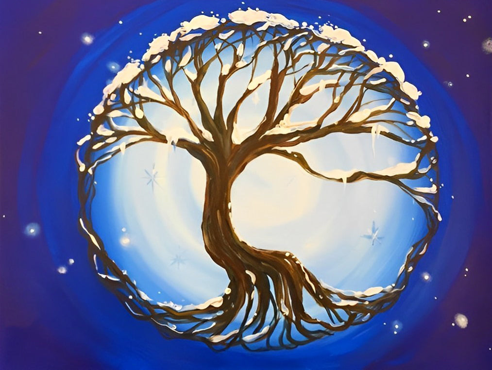 Mysterieuze Levensboom in Een Sterrenhemel Diamond Painting