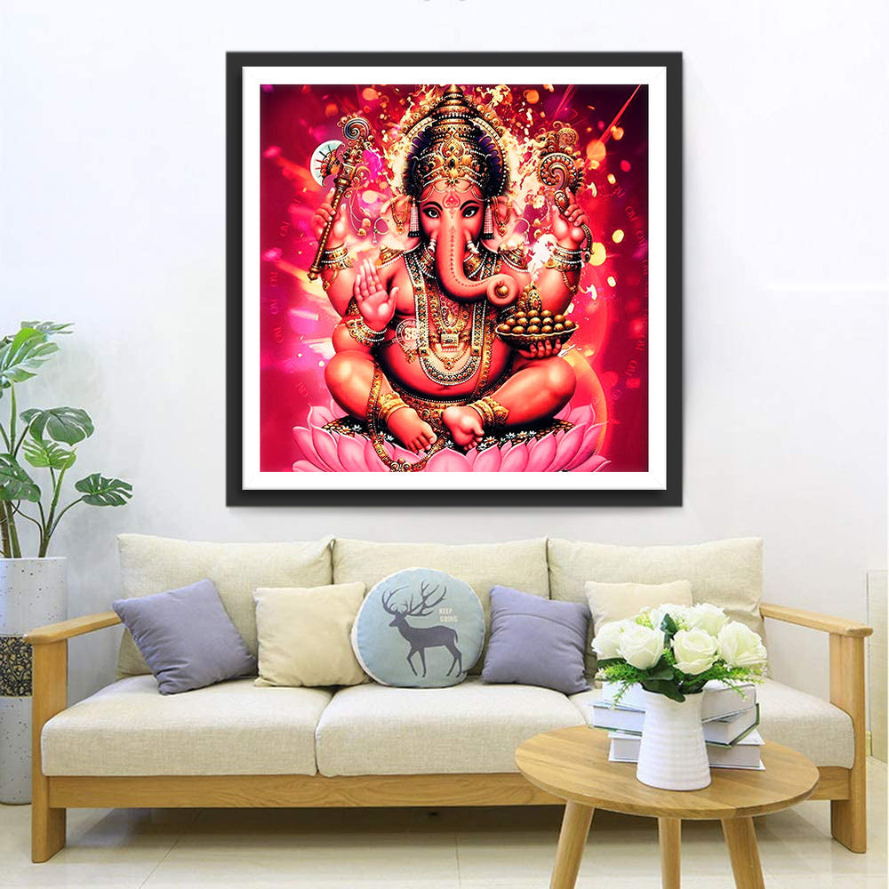 Mystieke Ganesha op Roze Lotus Diamond Painting