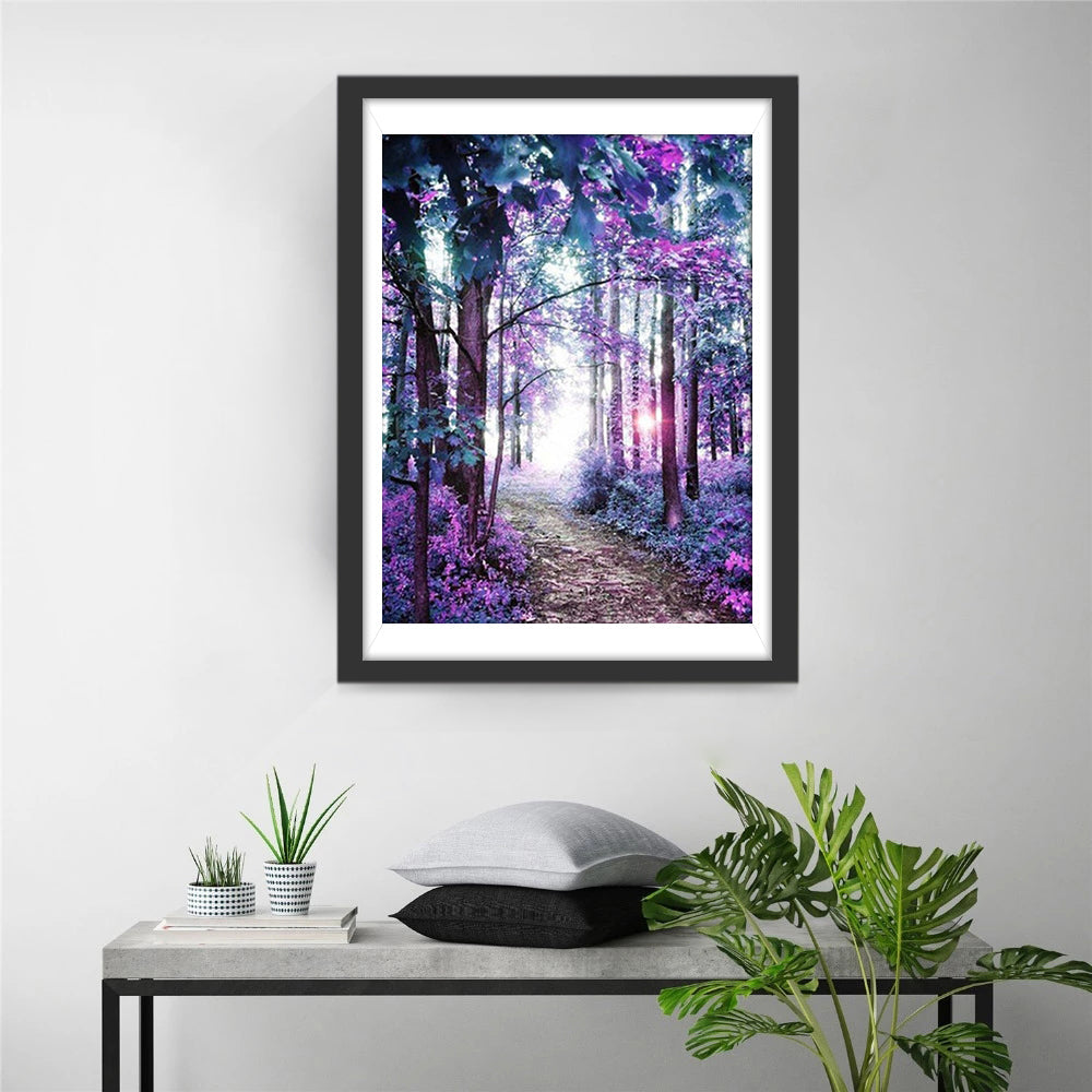 Mystieke Sfeer van het Paarse Woudpad Diamond Painting