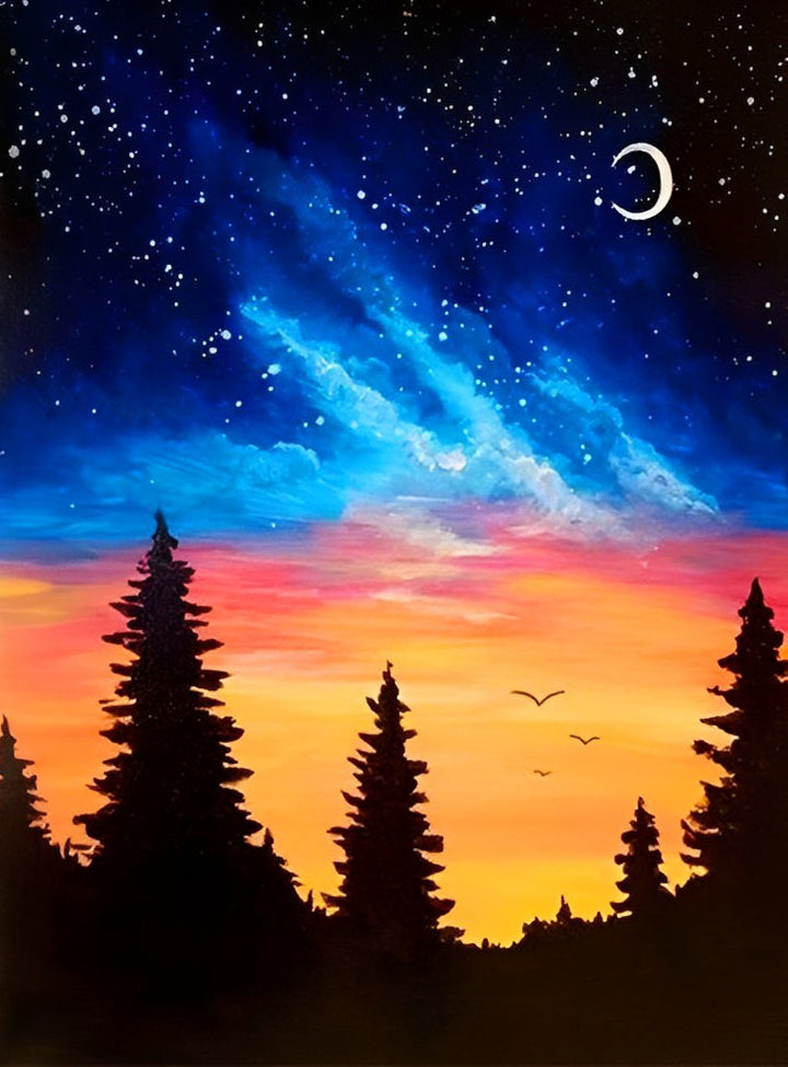 Naaldwoud en Sterrenhemel Diamond Painting