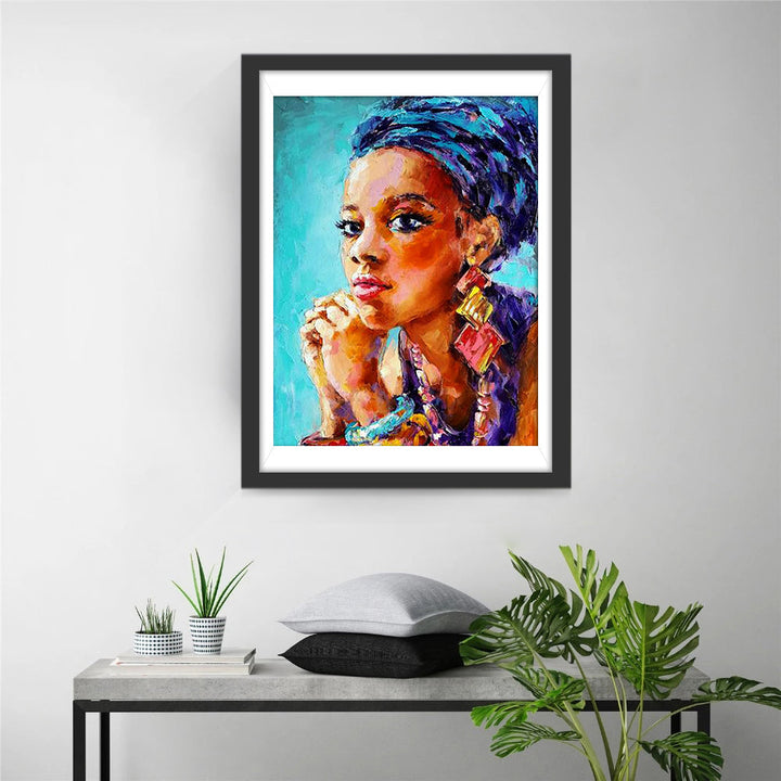 Nadenkende Vrouw met Expressief Gezicht Diamond Painting