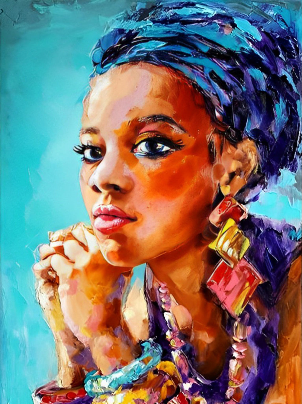 Nadenkende Vrouw met Expressief Gezicht Diamond Painting