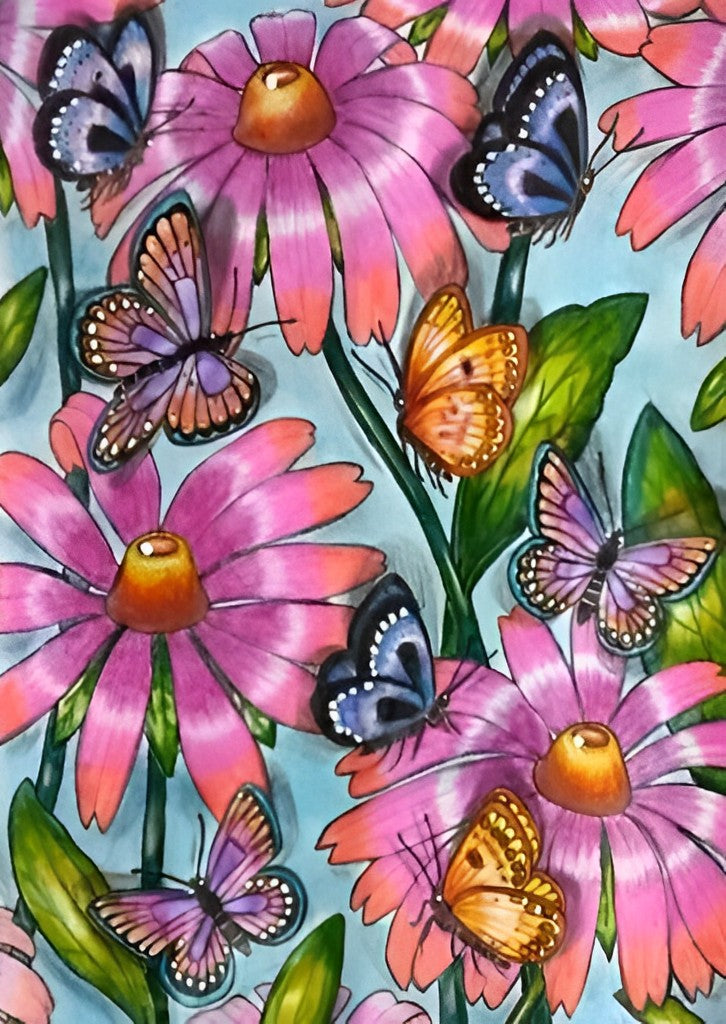 Natuurlijk Feest van Vlinders en Kleurrijke Bloemen Diamond Painting