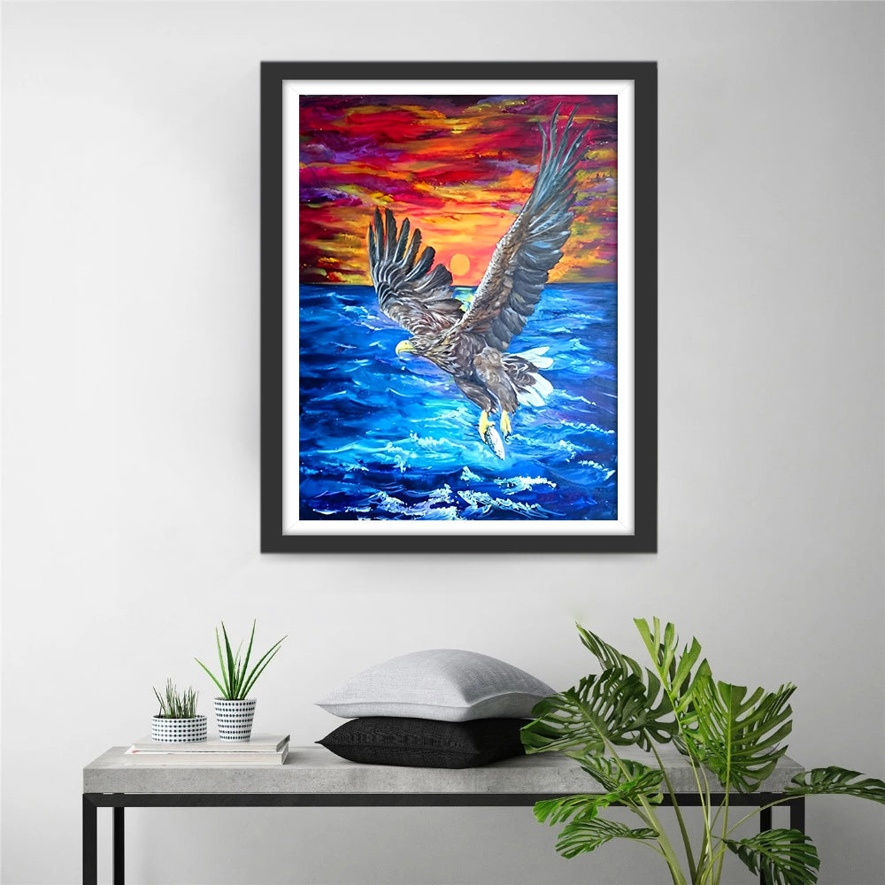 Olieverfstijl Adelaar boven de Zee Diamond Painting