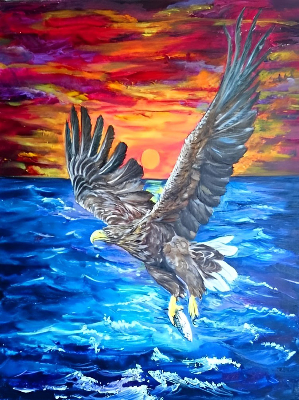 Olieverfstijl Adelaar boven de Zee Diamond Painting