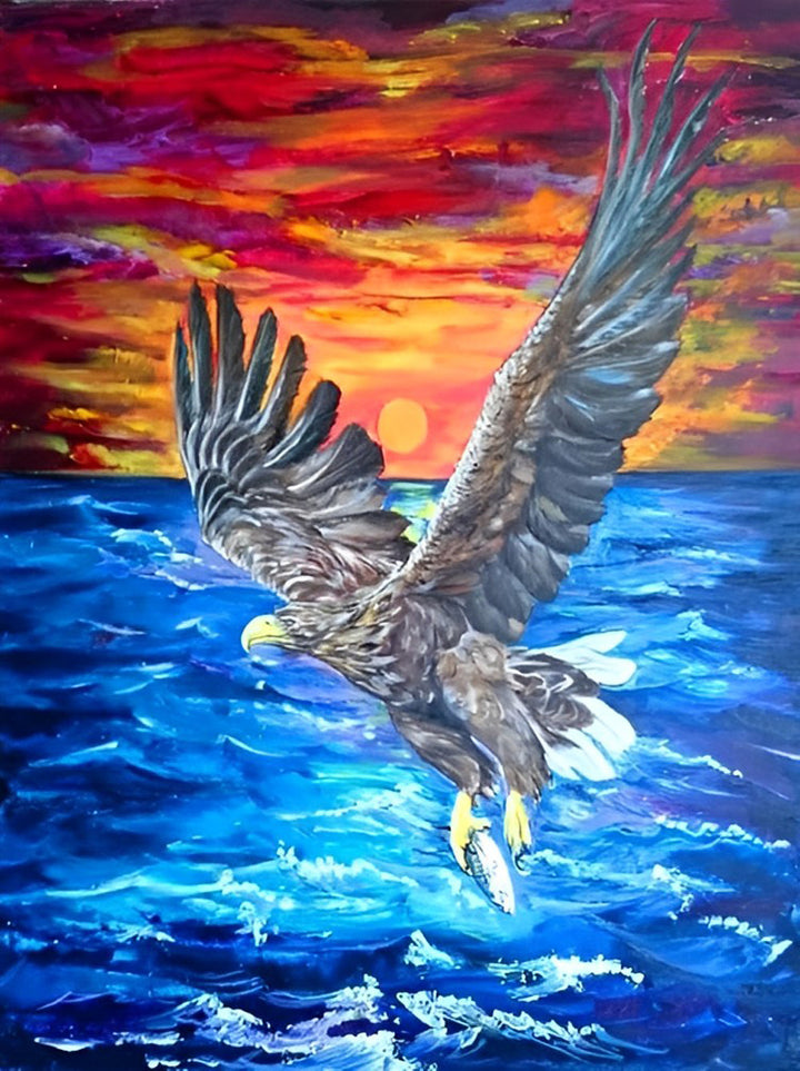 Olieverfstijl Adelaar boven de Zee Diamond Painting