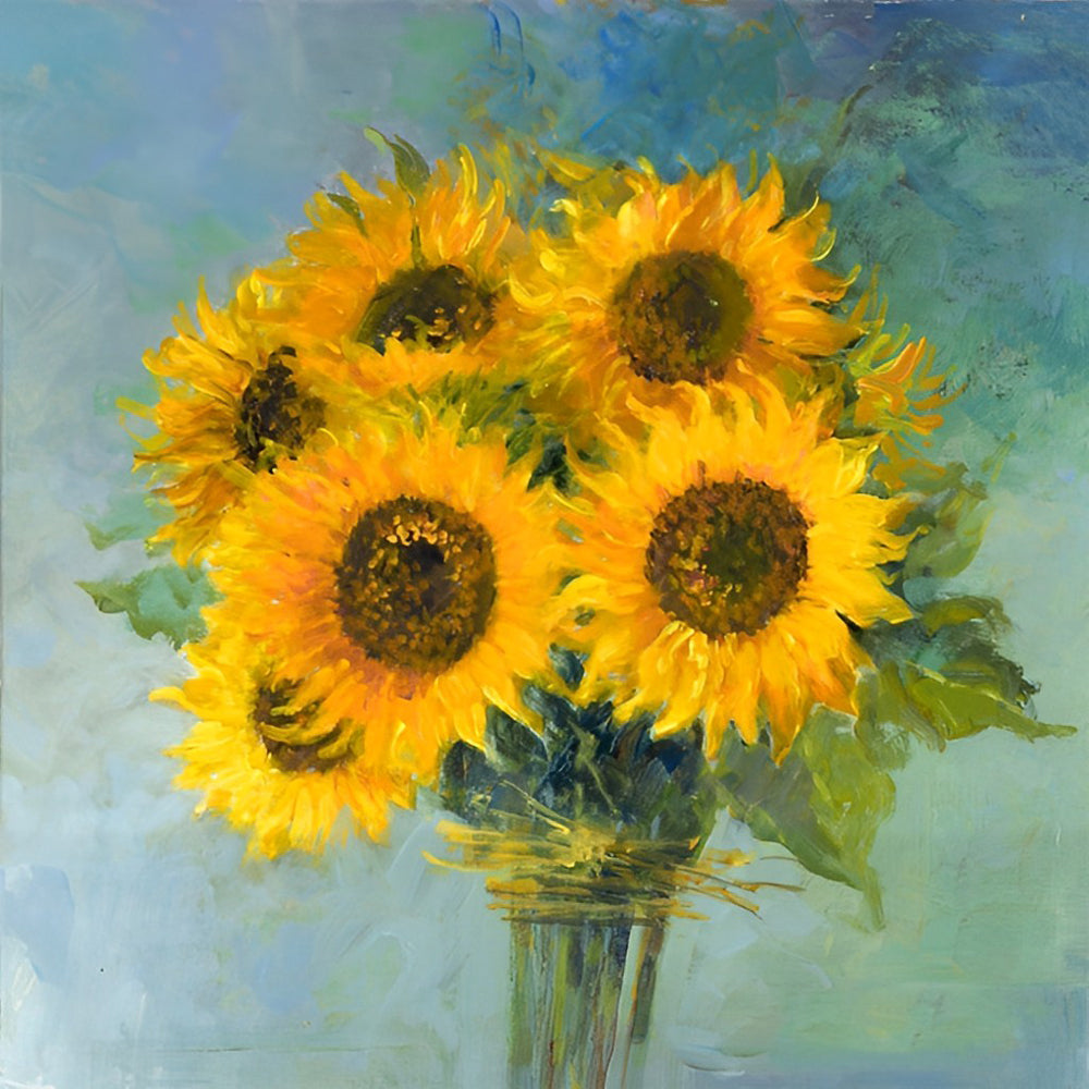 Olieverfstijl Een Boeket Zonnebloemen Zonnebloem Diamond Painting