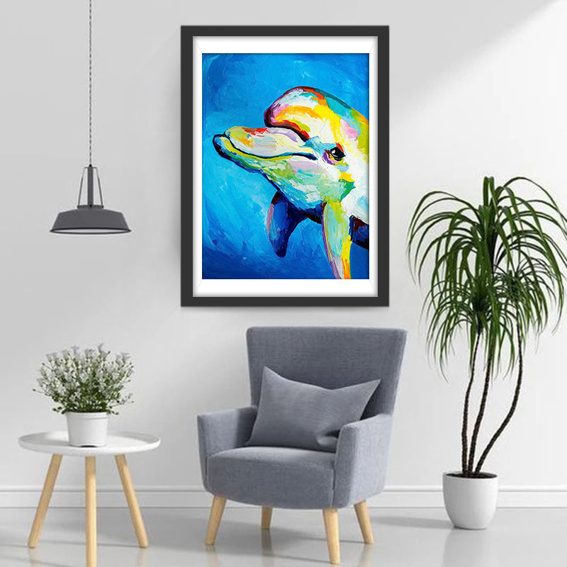 Olieverfstijl Een Kleurrijke Dolfijn Diamond Painting