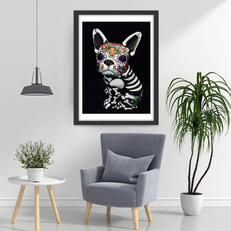 Hondenskelet met Versierd Gezicht Diamond Painting
