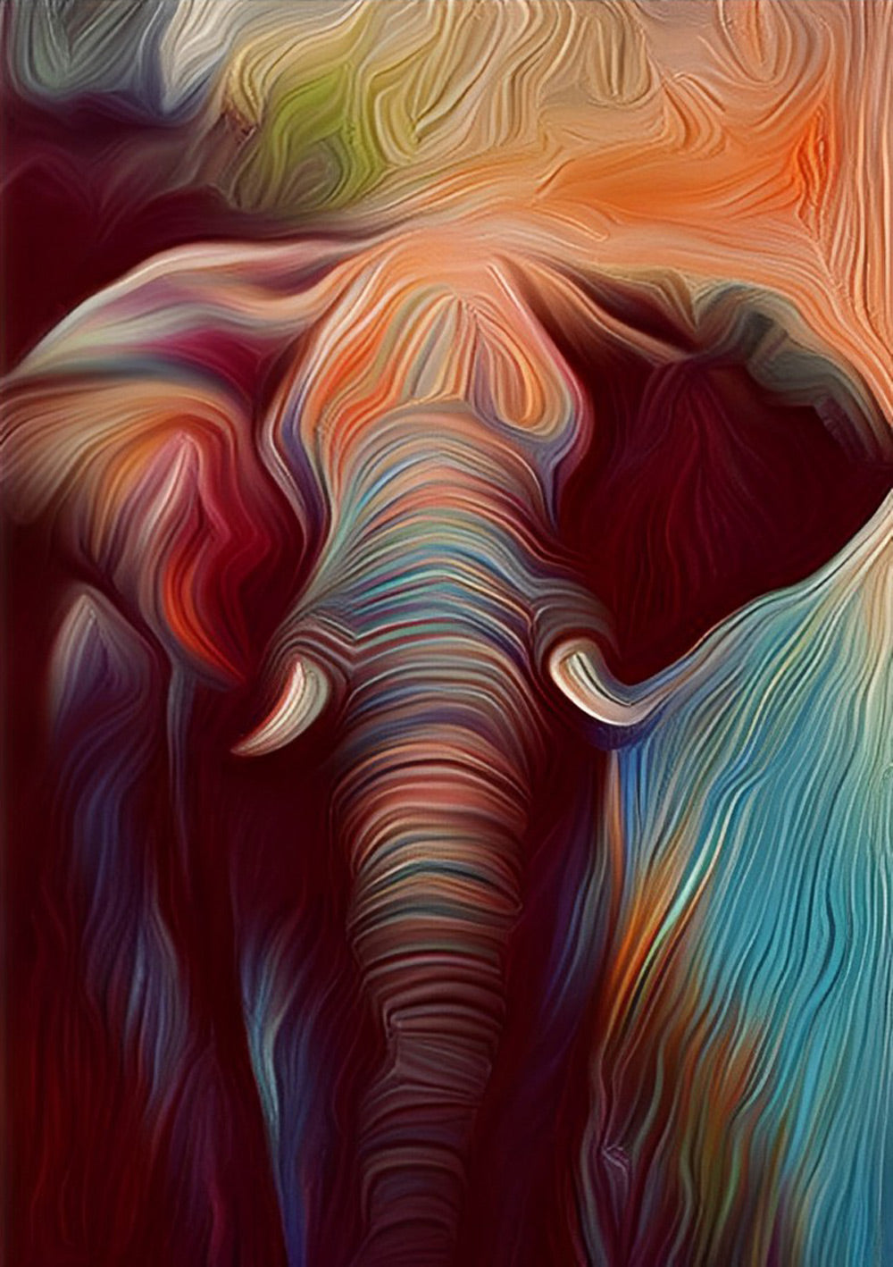 Olieverfstijl Olifant Diamond Painting

