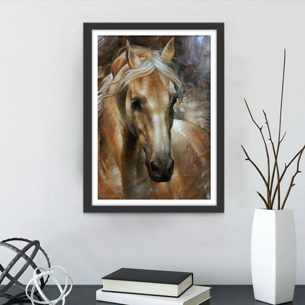 Olieverfstijl Paard met Lange Manen Diamond Painting