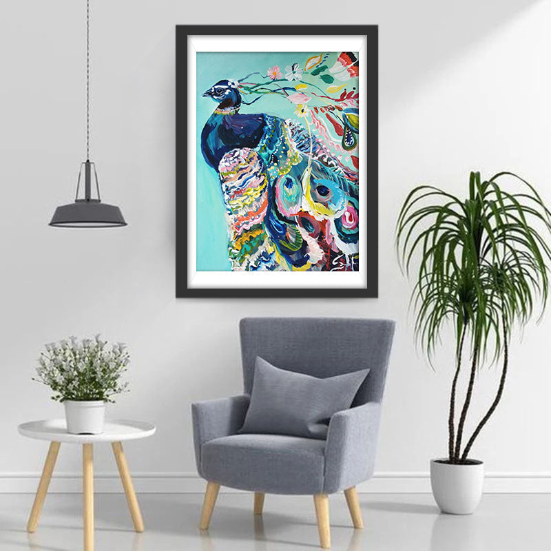 Olieverfstijl Pauw in Indiaans Kostuum Diamond Painting