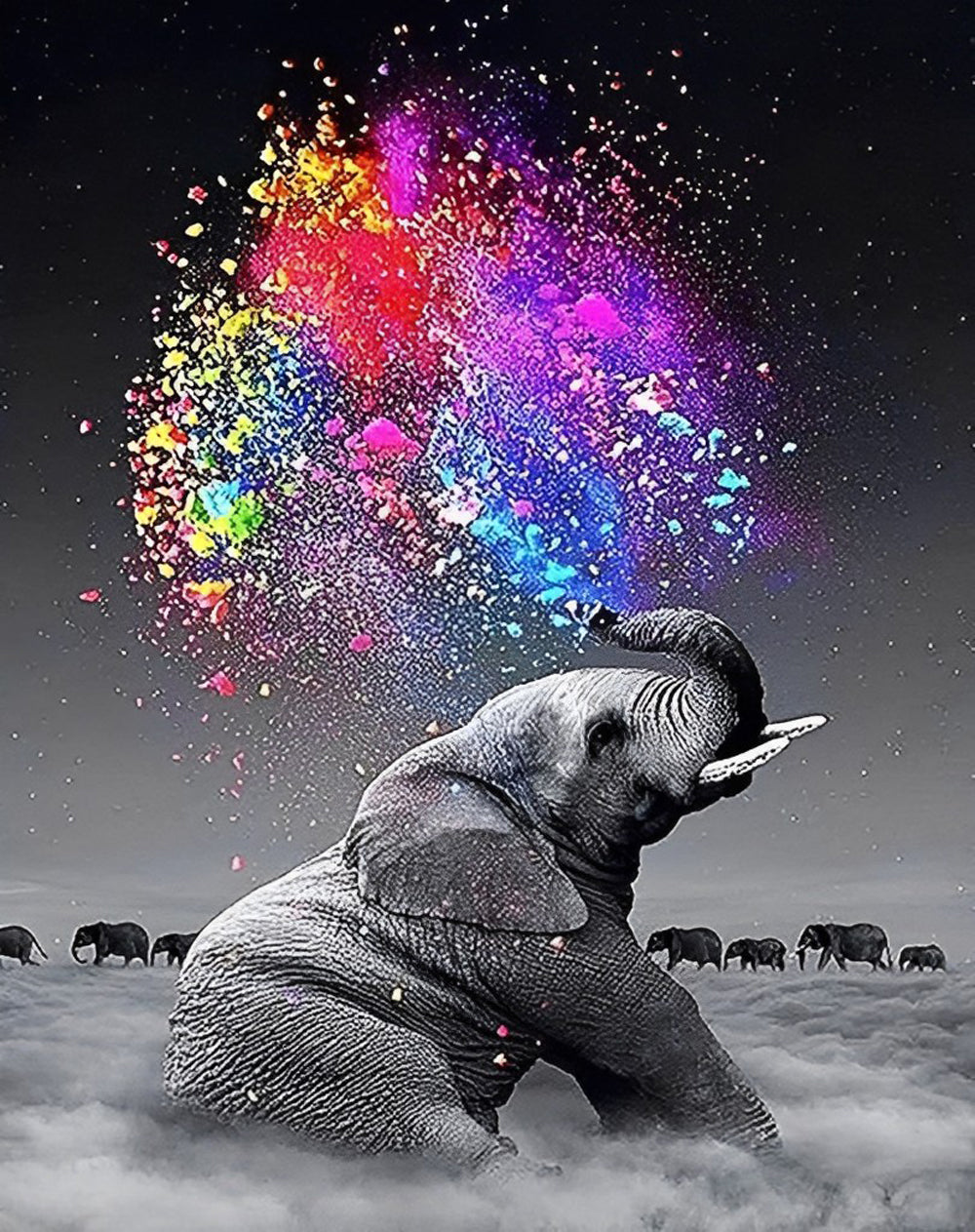 Olifant Blaast Linten Diamond Painting