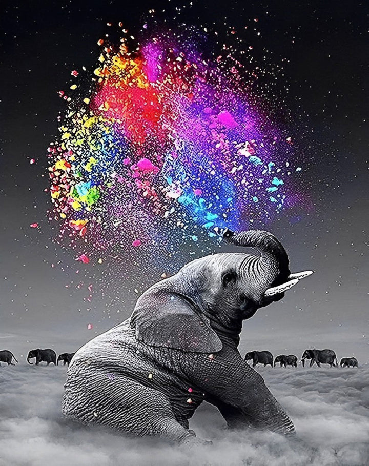 Olifant Blaast Linten Diamond Painting