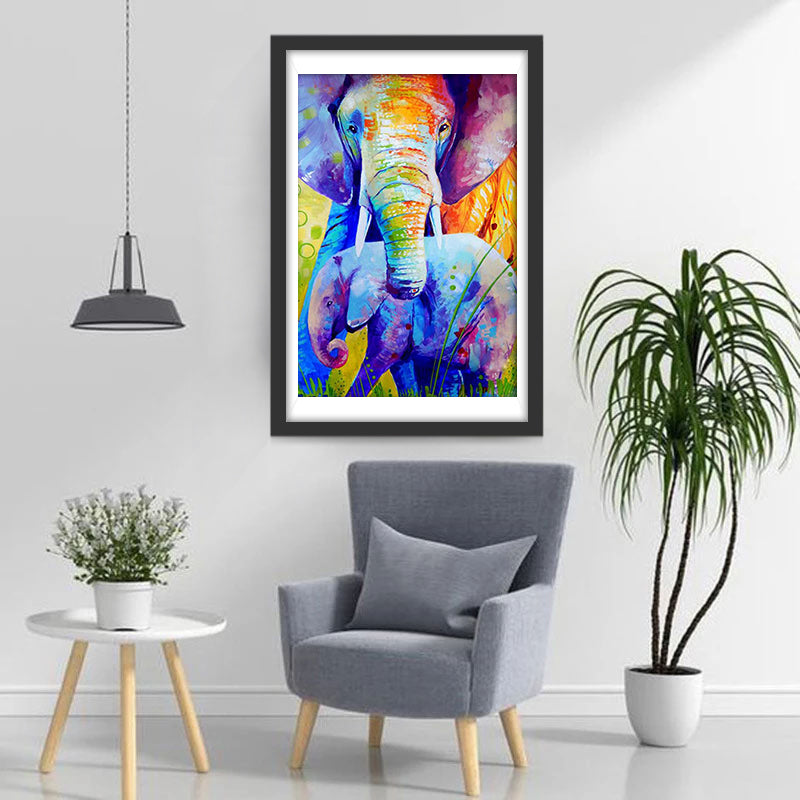 Olifant en Babyolifant Diamond Painting