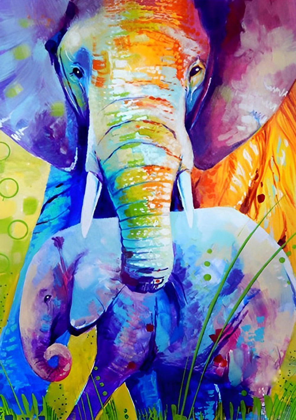 Olifant en Babyolifant Diamond Painting