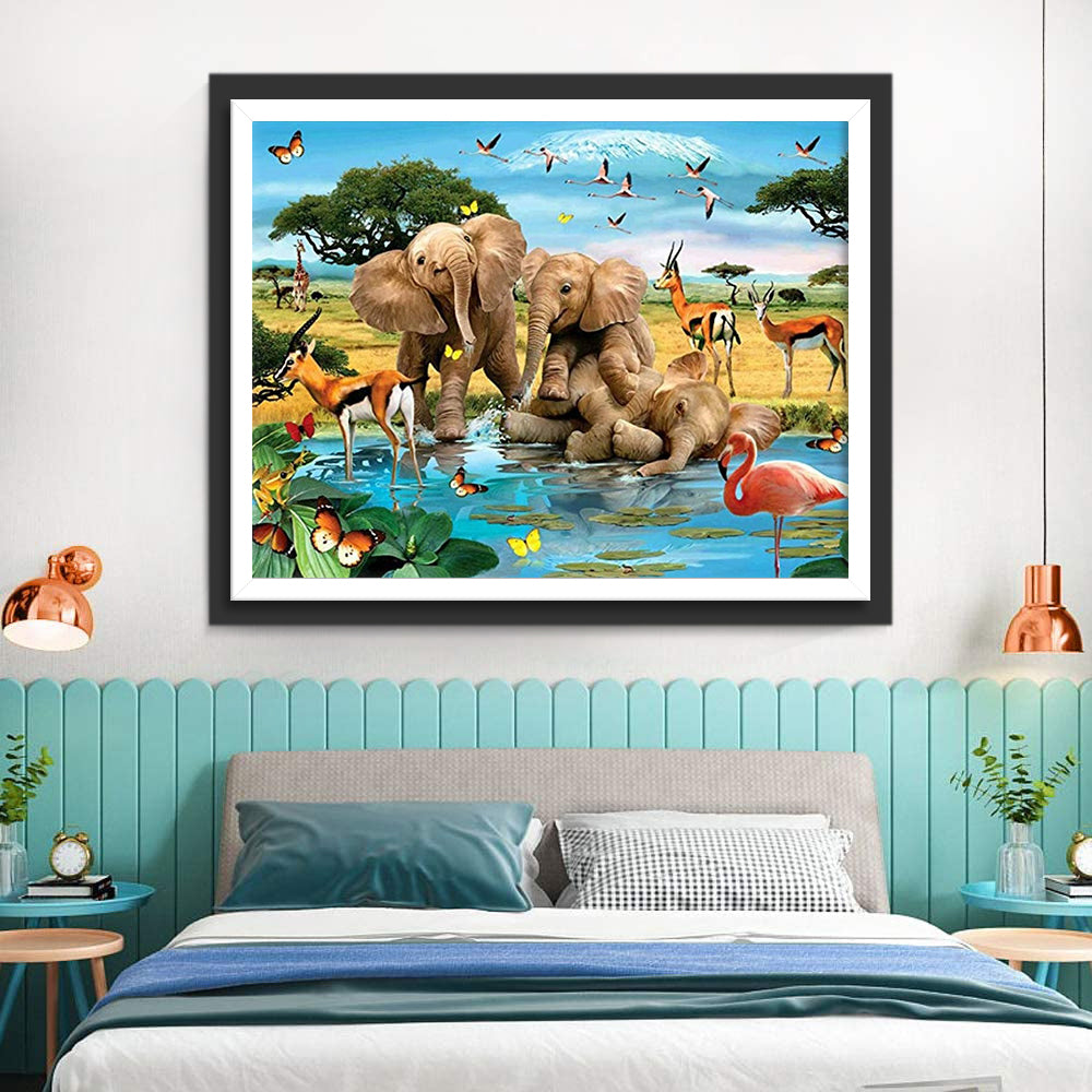 Olifant en Beestjes Diamond Painting