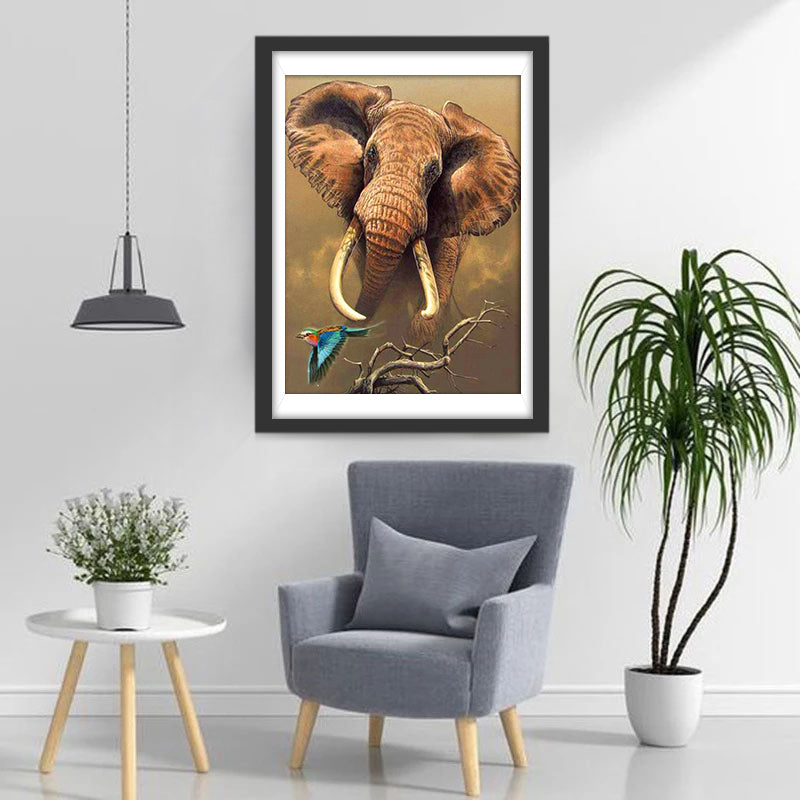 Olifant en Vogel Diamond Painting